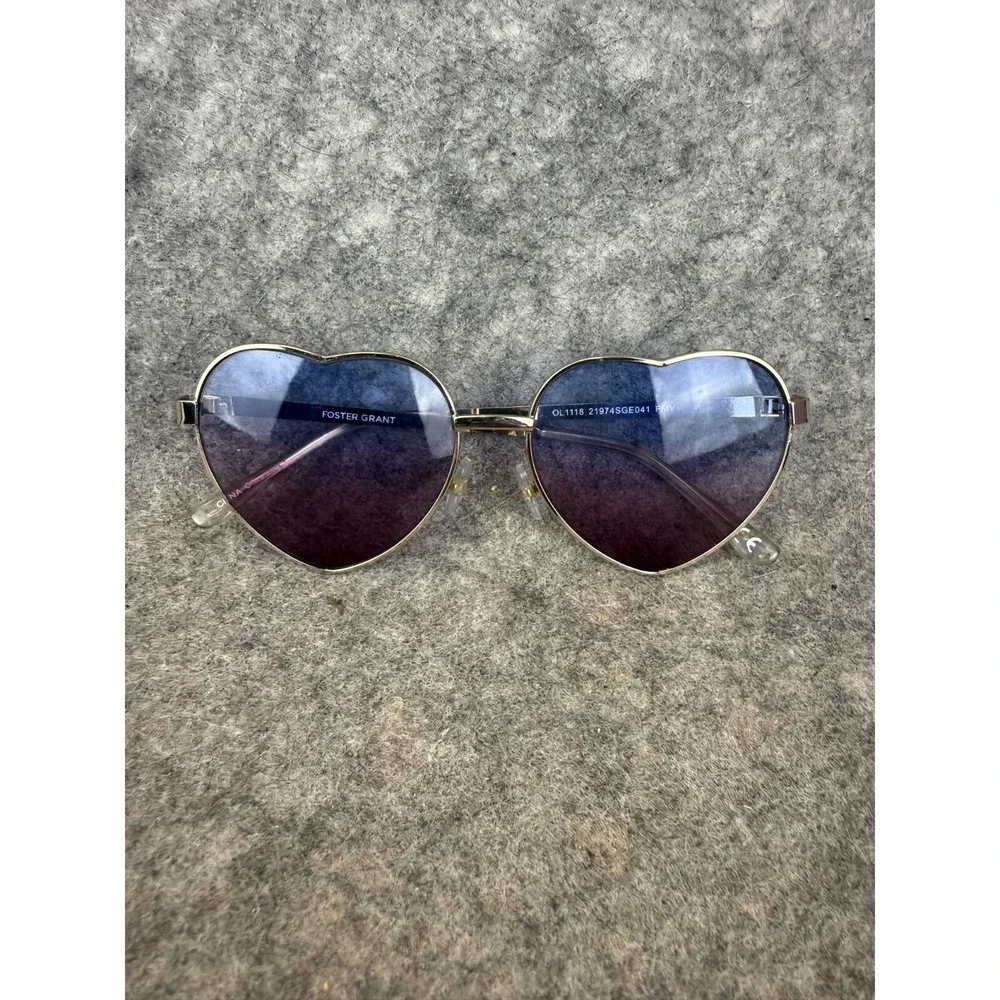 FOSTER GRANT WOMENS MAXBLOCK SUNGLASSES 100% UVA/UV HEART SHAPED SILVER‎ OMBRE